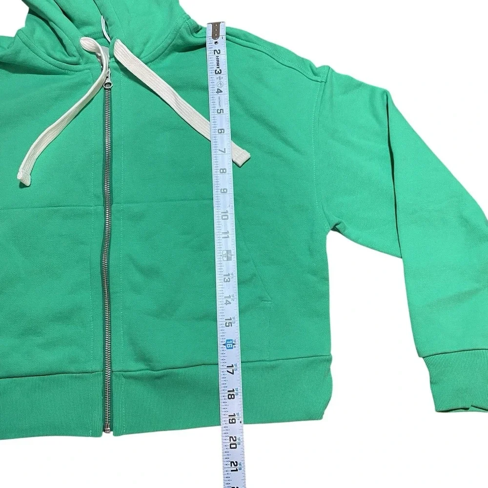 Everlane NWT Organic Cotton The Track Full Zip Hoodie Bright Jade Green Size XS